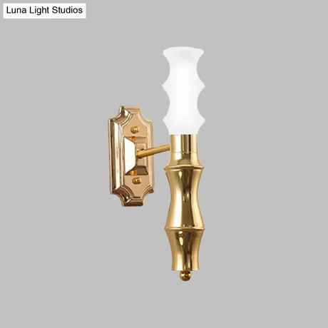 Post-Modern Bamboo Sconce Metal 1 Light Brass Fixture For Living Room Lighting