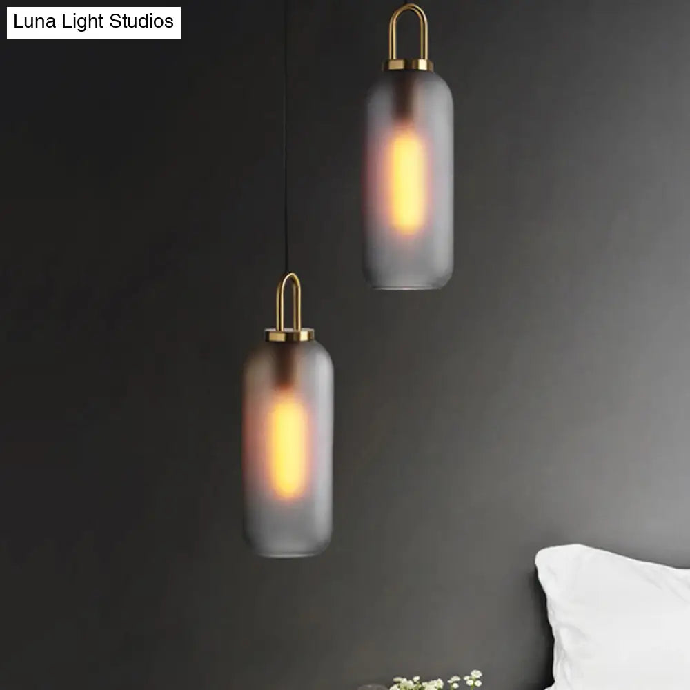 Post-Modern Dining Room Pendant Light With Clear/Smoky Glass Shade - 1 5’/6’ Wide Smoke Gray / 5’