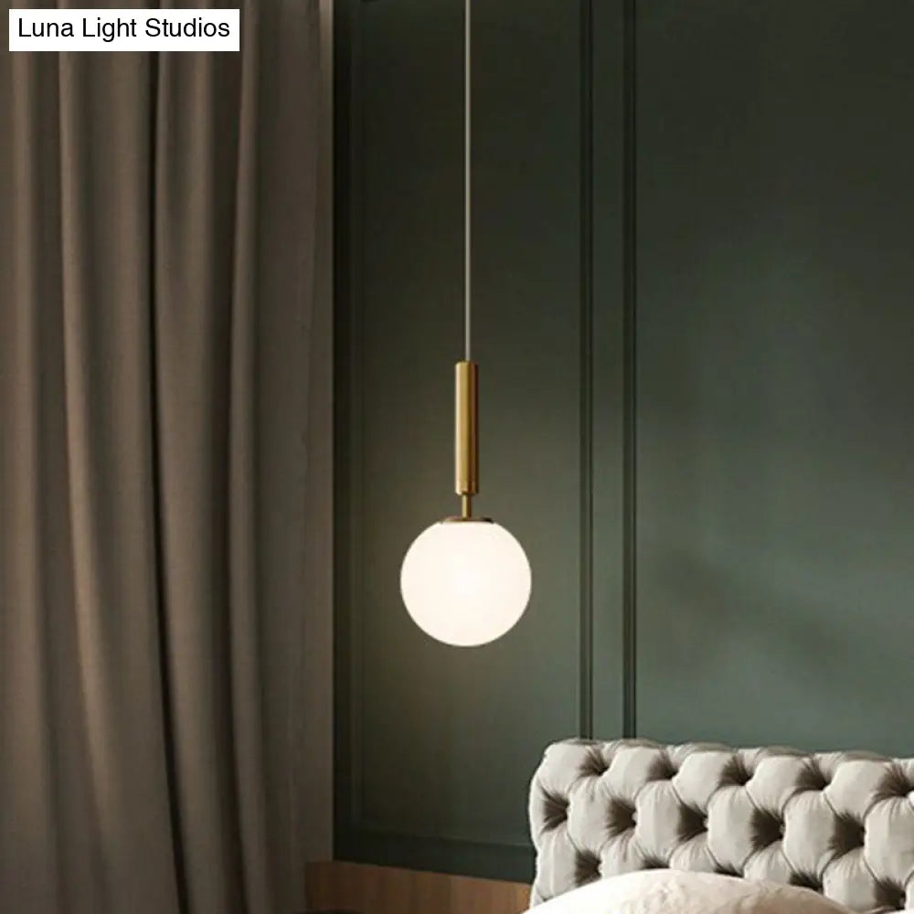Post-Modern Glass Ball Pendant Light For Bedroom With 1 Bulb And Suspended Fixture