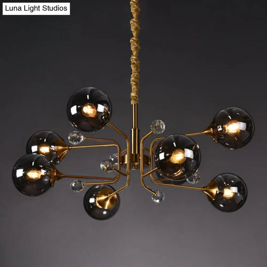 Post-Modern Glass Ceiling Chandelier For Living Room In Brass Modo Style 8 / Smoke Gray