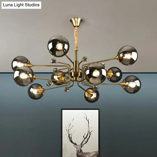 Post-Modern Glass Ceiling Light: Brass Modo Hanging Chandelier For Living Room