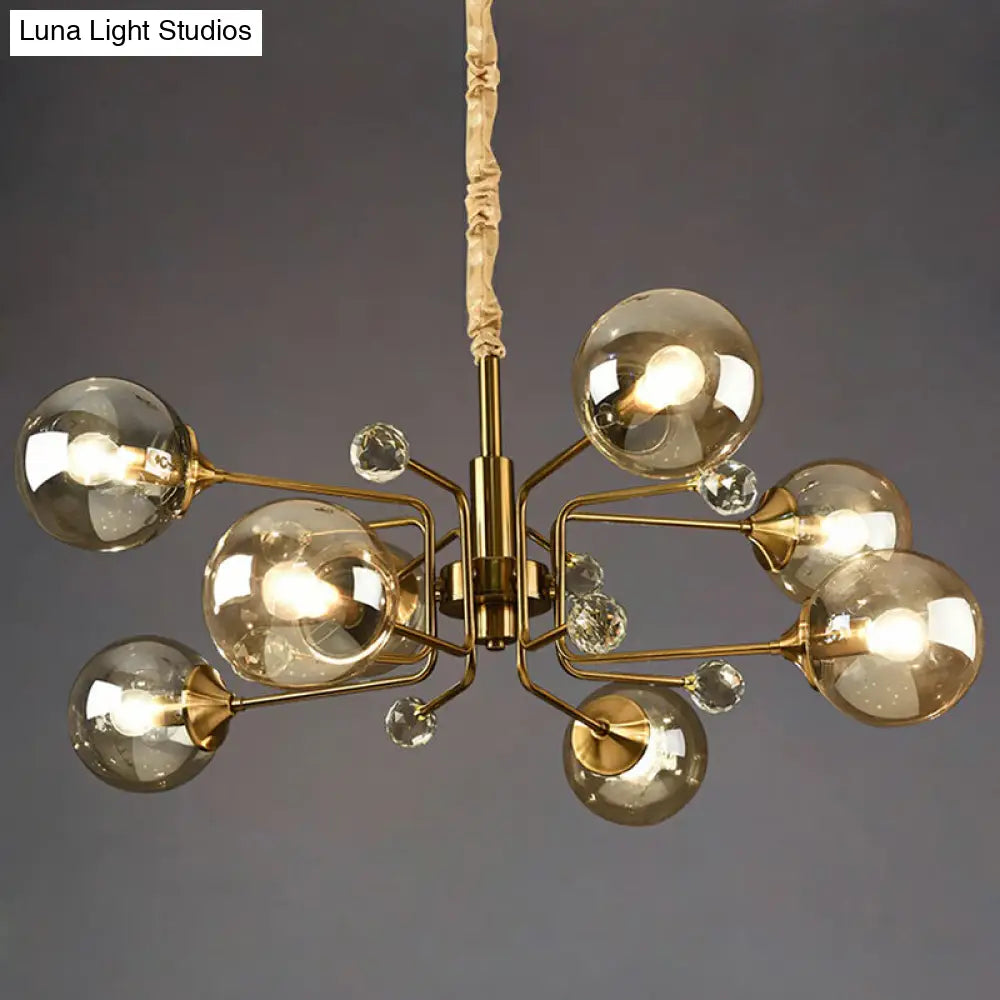 Post-Modern Glass Ceiling Light: Brass Modo Hanging Chandelier For Living Room