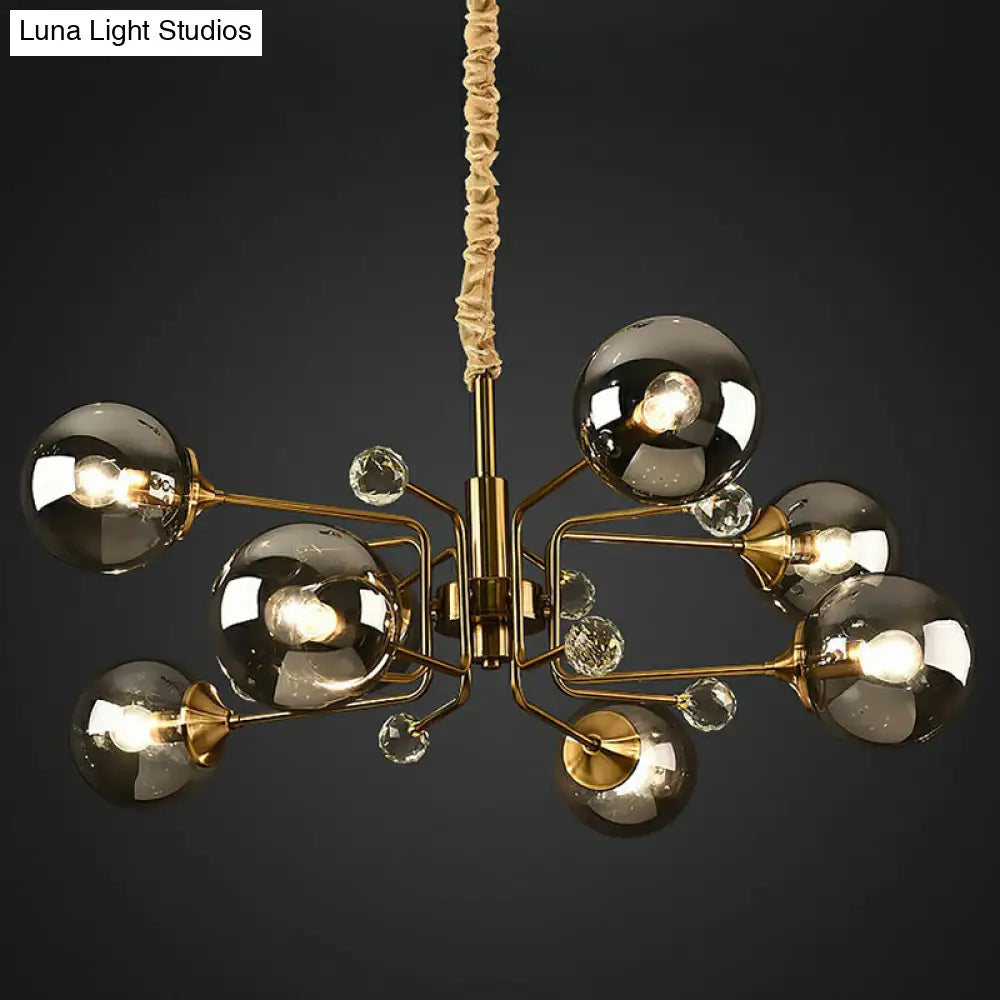Post-Modern Glass Ceiling Light: Brass Modo Hanging Chandelier For Living Room