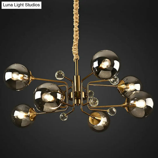 Post-Modern Glass Ceiling Light: Brass Modo Hanging Chandelier For Living Room