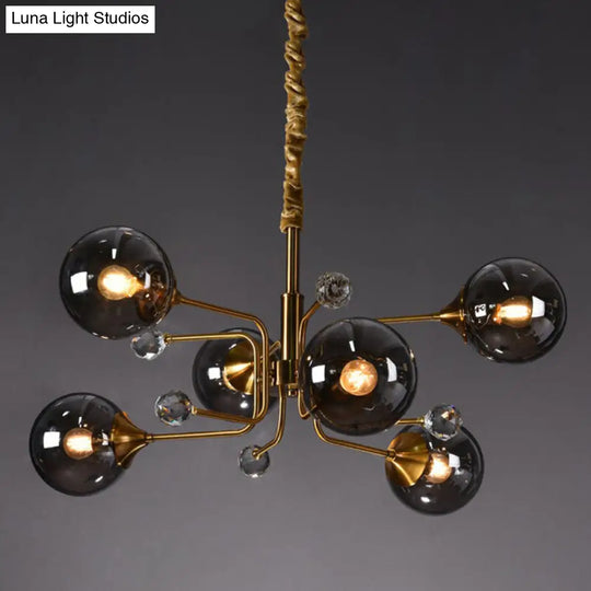 Post-Modern Glass Ceiling Chandelier For Living Room In Brass Modo Style 6 / Smoke Gray
