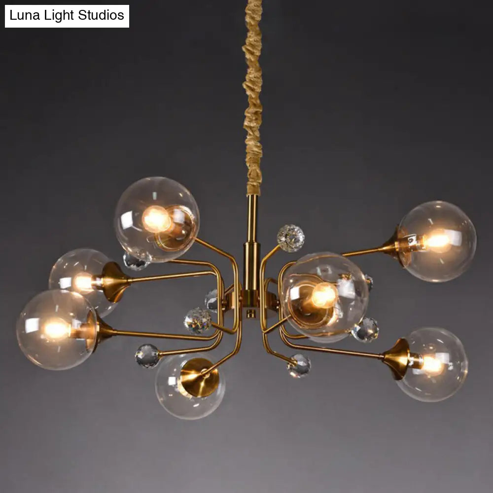 Post-Modern Glass Ceiling Chandelier For Living Room In Brass Modo Style 8 / Clear