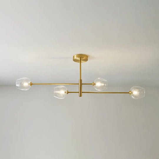 Post-Modern Gold Metal Chandelier With Glass Shades - Ideal For Living Room 4 / Clear