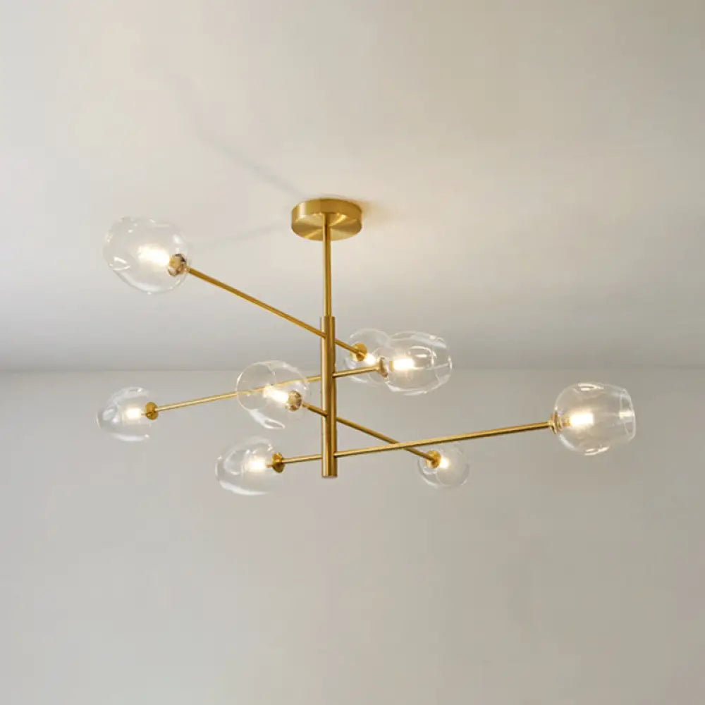 Post-Modern Gold Metal Chandelier With Glass Shades - Ideal For Living Room 8 / Clear