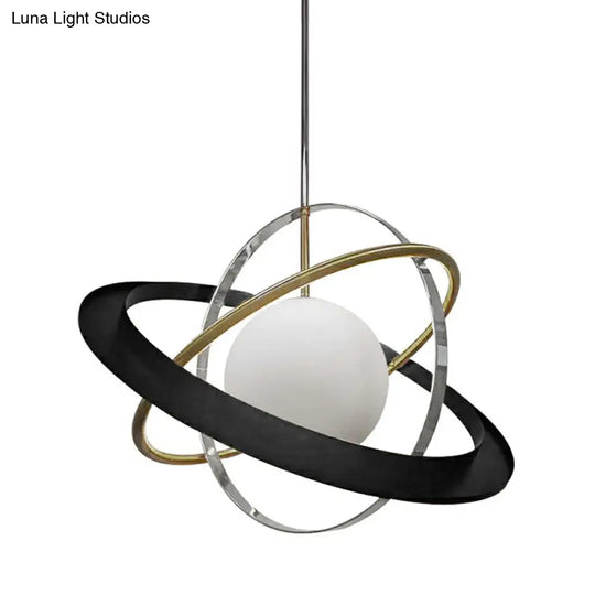 Modern Hanging Glass Ball Light Fixture White Perfect For Dining Room Ceiling With 1 Bulb