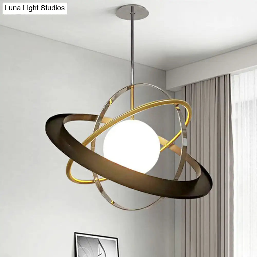 Post-Modern Hanging Light Fixture - White Glass Ball With 1 Bulb Stylish Ceiling For Dining Room