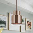 Post Modern Iron 1-Light Cylinder Pendant Ceiling Light In Gold/Bronze For Living Room Bronze