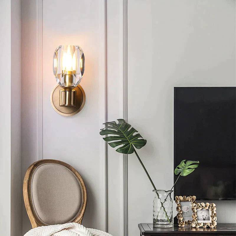 Post-Modern Light Luxury Crystal Copper Wall Lamp Lamps