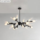 Post-Modern Metal Starburst Chandelier With Glass Shade For Living Room Ceiling