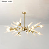 Post-Modern Metal Starburst Chandelier With Glass Shade For Living Room Ceiling