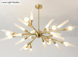 Post-Modern Metal Starburst Chandelier With Glass Shade For Living Room Ceiling