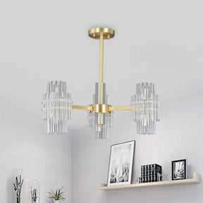 Postmodern 6 - Light Clear Crystal Rods Close To Ceiling Light In Gold