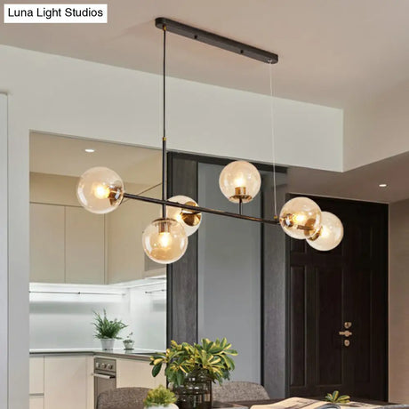Postmodern 6-Light Island Lamp With Glass Ball Shades For Dining Rooms