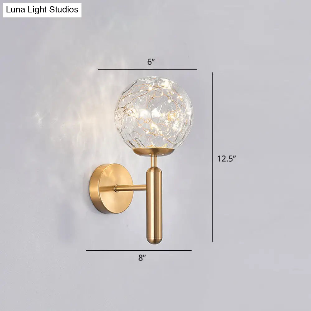 Postmodern Ball Led Starry Wall Sconce With Glass Shade - Bedroom Lighting