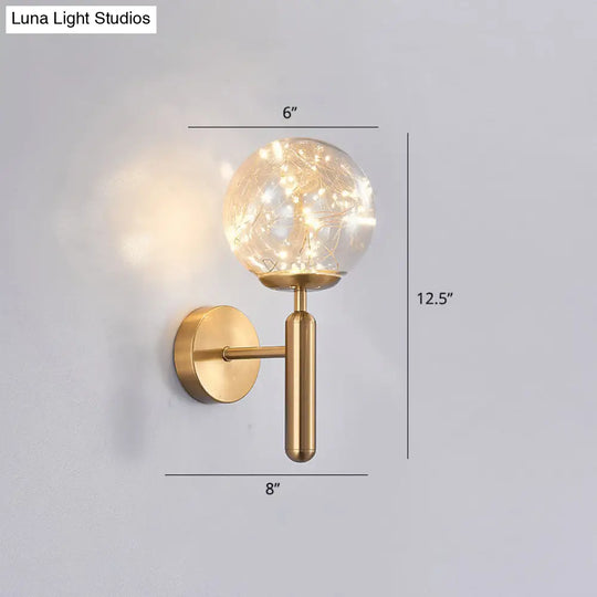 Postmodern Ball Led Starry Wall Sconce With Glass Shade - Bedroom Lighting
