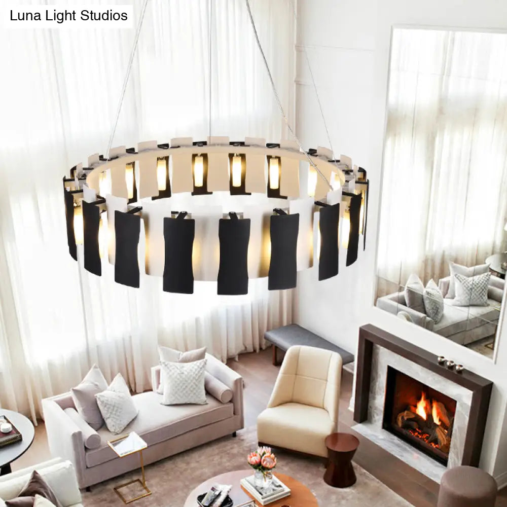 Postmodern Black And White Circular Chandelier Pendant Light For Living Room