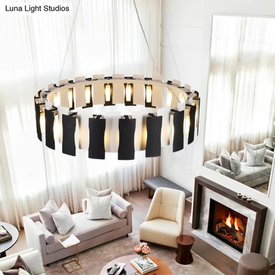 Postmodern Black And White Circular Chandelier Pendant Light For Living Room