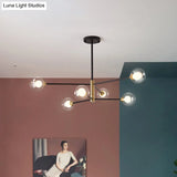 Postmodern Black & Gold Chandelier - 6/8 Lights Branch Design Clear Glass Shades