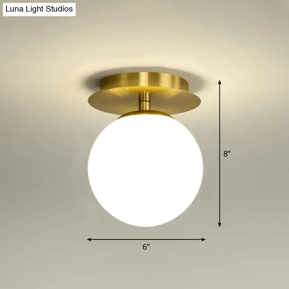 Postmodern Brass 1 - Light Semi Flush Mount Ceiling Fixture With Glass Shade For Foyer