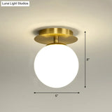 Postmodern Brass 1 - Light Semi Flush Mount Ceiling Fixture With Glass Shade For Foyer
