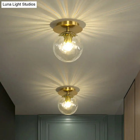 Postmodern Brass 1 - Light Semi Flush Mount Ceiling Fixture With Glass Shade For Foyer