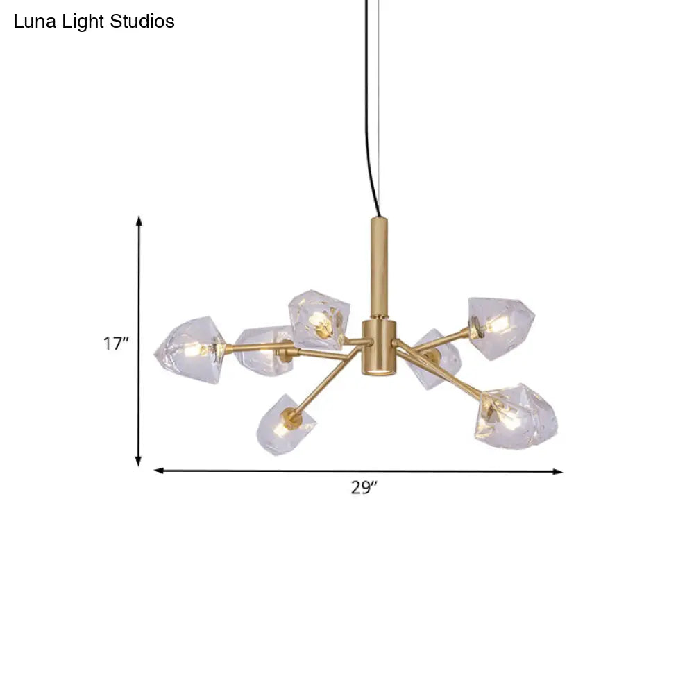 Postmodern Crystal Gemstone Brass Chandelier With 8 Heads - Ceiling Pendant Lamp
