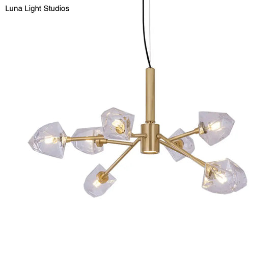 Postmodern Crystal Gemstone Brass Chandelier With 8 Heads - Ceiling Pendant Lamp