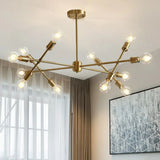 Postmodern Brass Crossed Line Pendant Chandelier - Stylish Metal Ceiling Light For Living Room 12 /