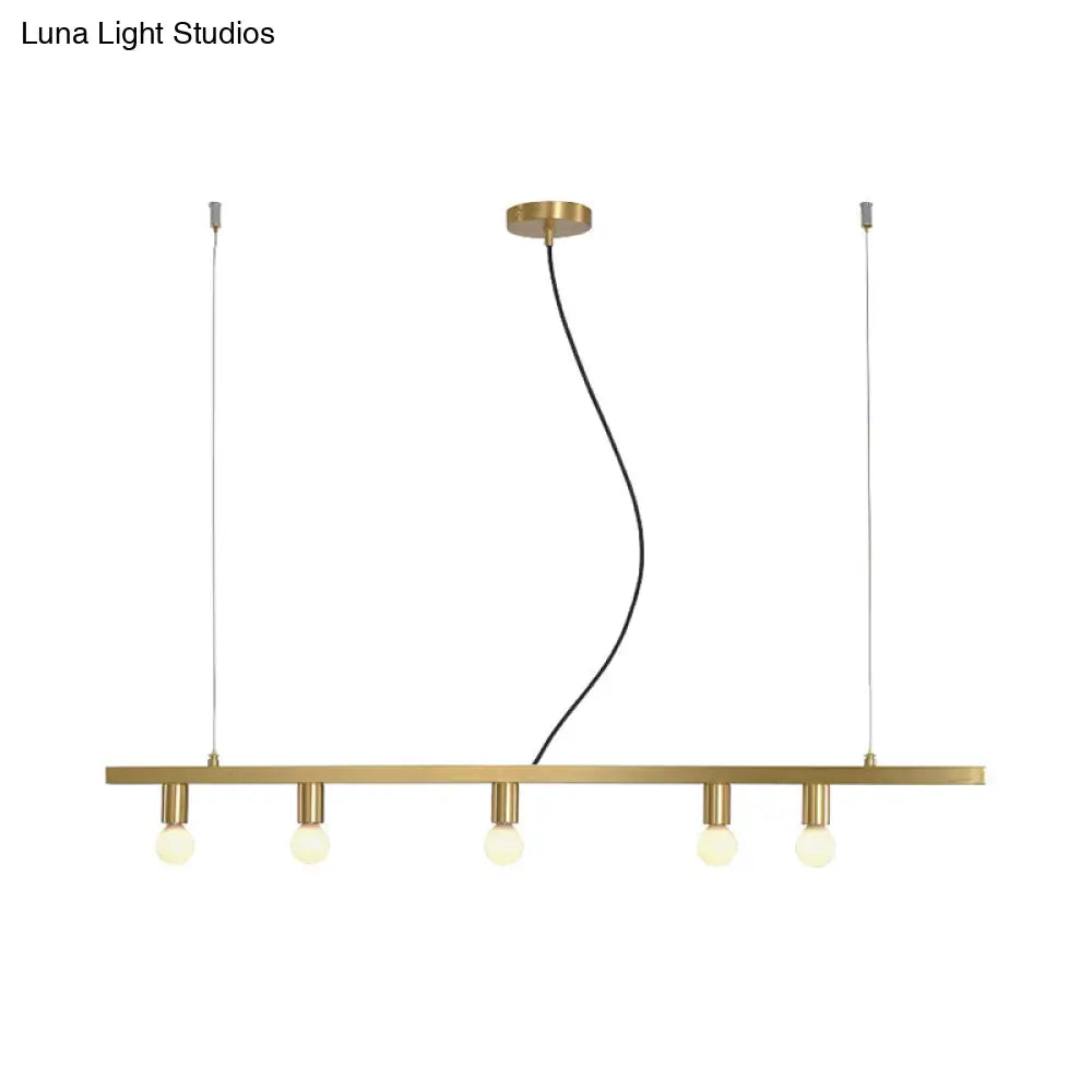 Postmodern Brass Linear Down Lighting Chandelier - Hanging Pendant For Dining Table