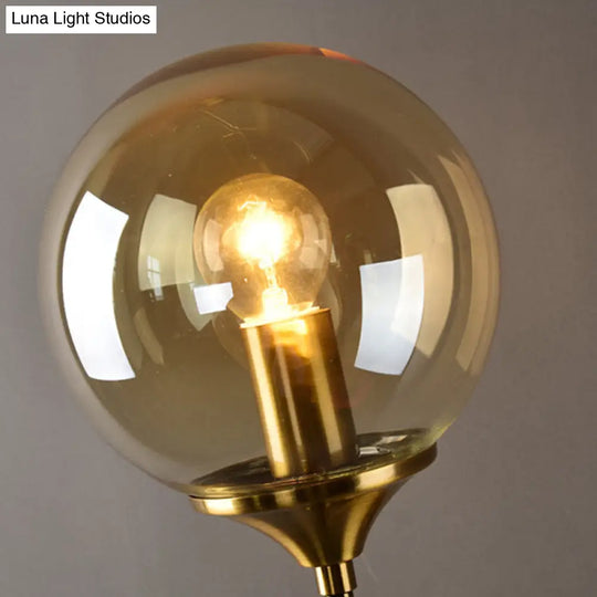 Postmodern Brass Pencil Arm Wall Lamp Sconce With Ball Glass Shade