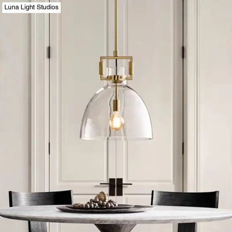 Postmodern Brass Pendant Light With Clear Glass Shade - Dome/Globe/Cone Design 12’/12.5’/14’ Wide