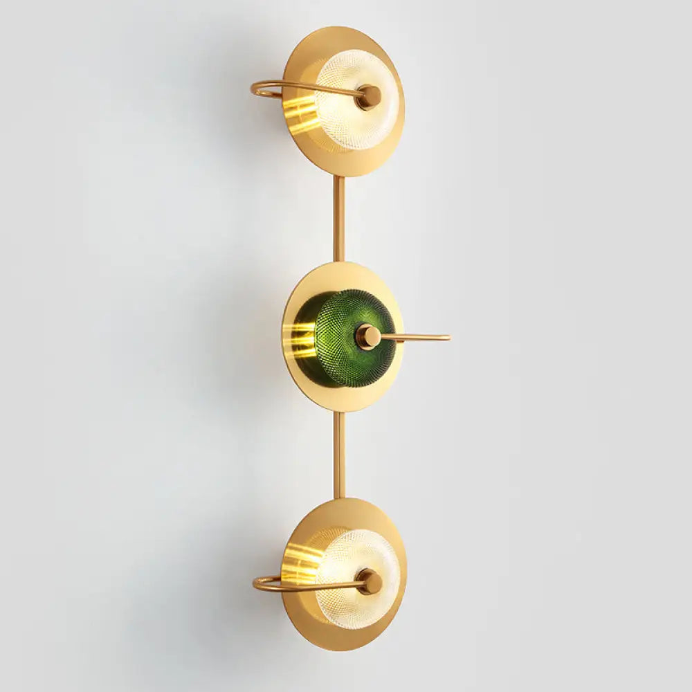 Postmodern Brushed Gold Glass Disc Wall Sconce - Mounted Lamp For Living Room 3 /