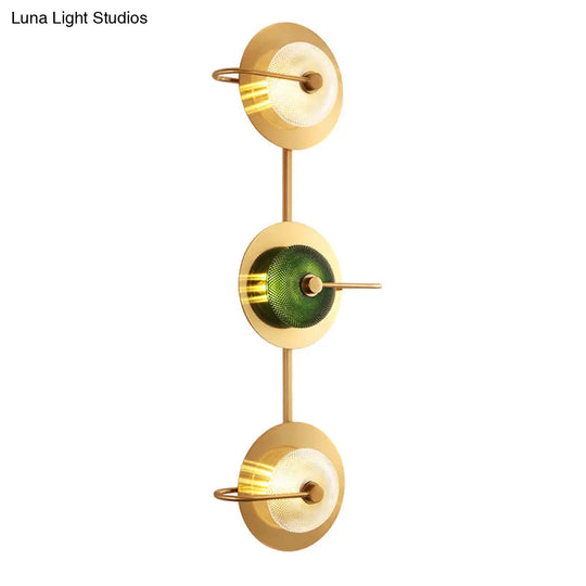 Postmodern Brushed Gold Glass Disc Wall Sconce - Mounted Lamp For Living Room