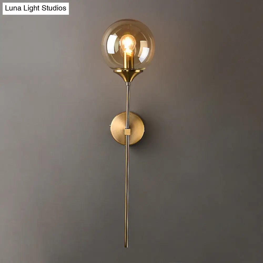 Postmodern Clear/Amber/Smoke Grey Glass Single Brass Wall Lamp