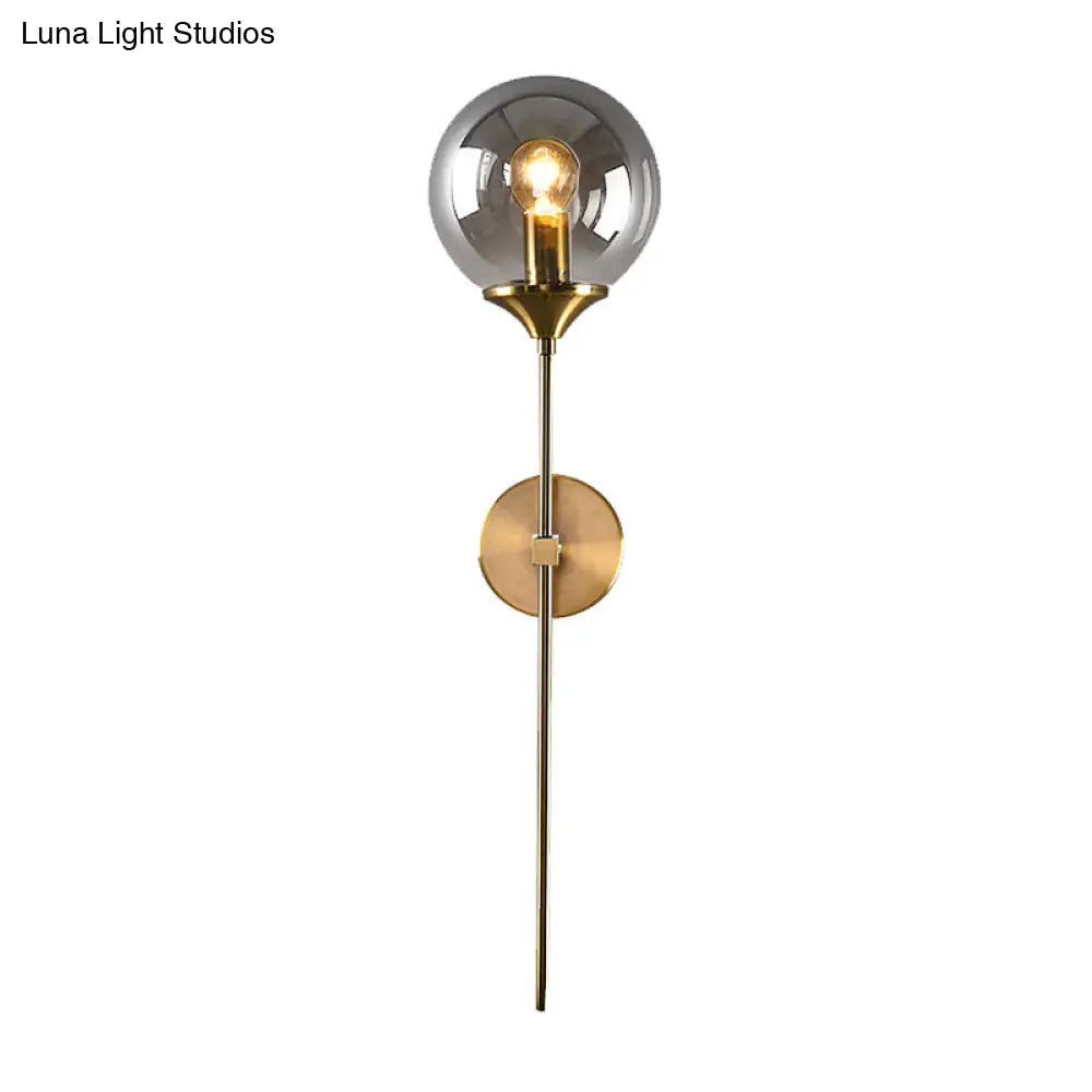 Postmodern Clear/Amber/Smoke Grey Glass Single Brass Wall Lamp