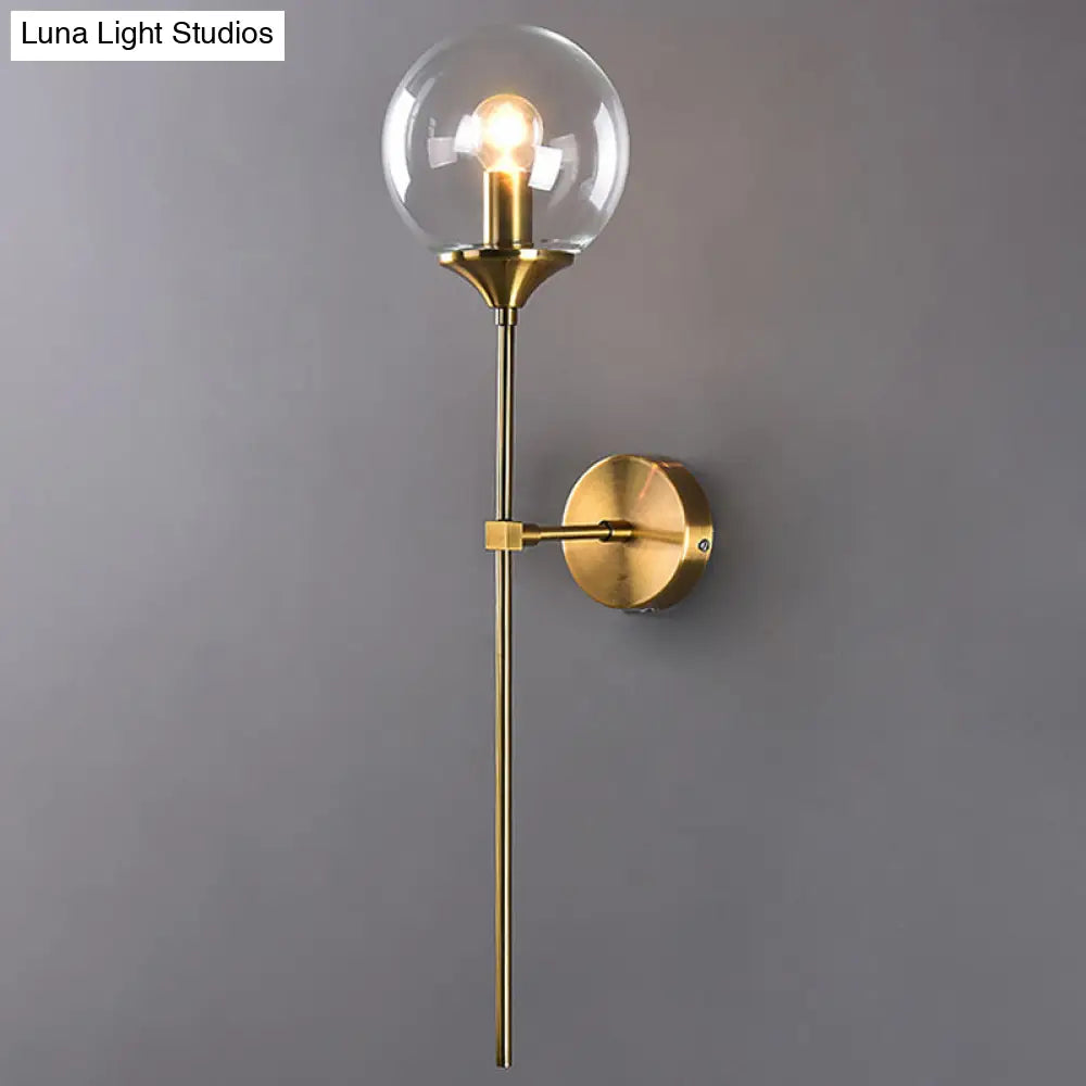 Postmodern Clear/Amber/Smoke Grey Glass Single Brass Wall Lamp