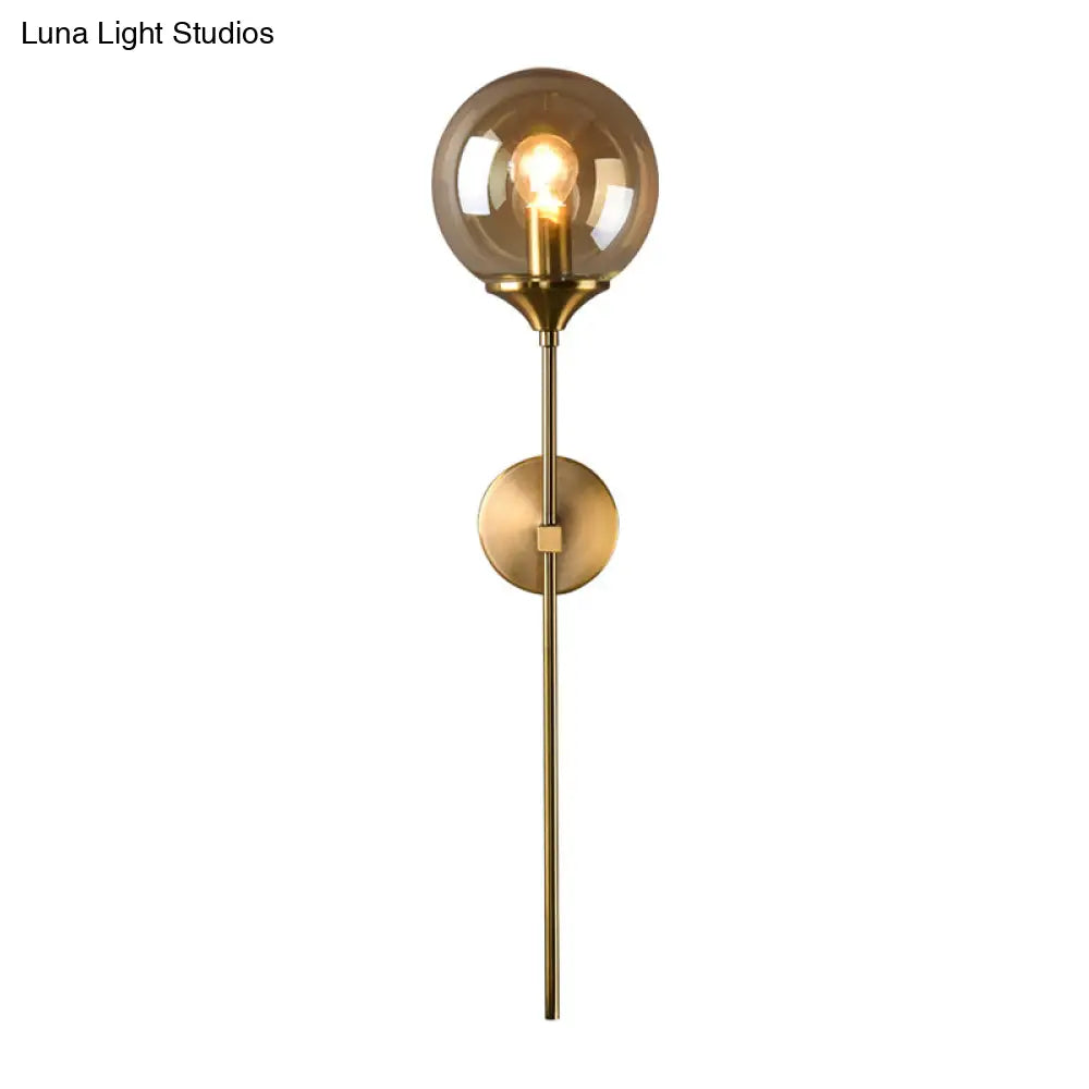 Postmodern Clear/Amber/Smoke Grey Glass Single Brass Wall Lamp
