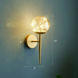 Postmodern Clear Glass Gold Wall Sconce With Led Starry Light Bulbs In Ball Shape