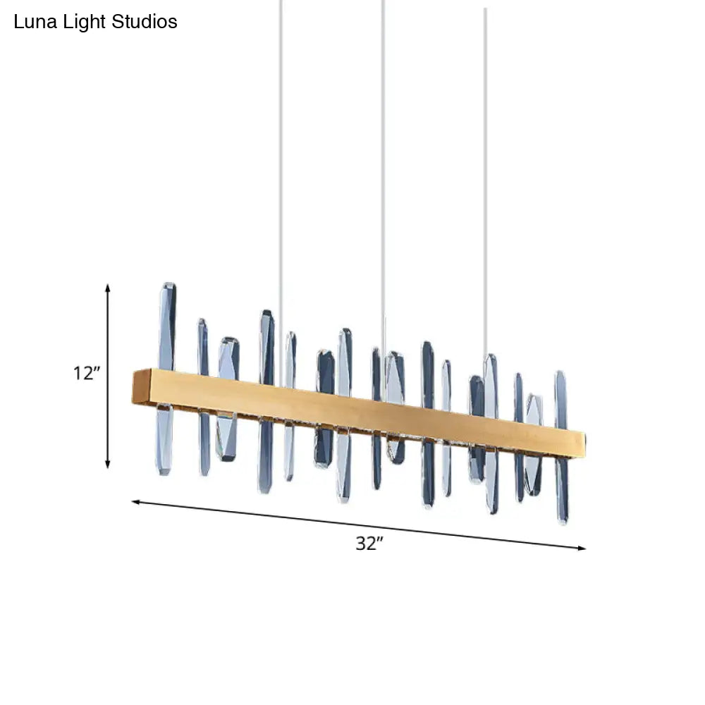 Postmodern Crystal Rod Led Pendant Lamp - Gold Linear Hanging Island Light For Dining Table 32/39