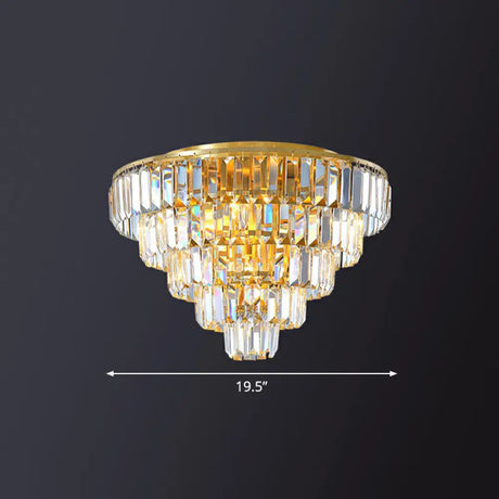 Postmodern Crystal Tiered Tapered Ceiling Flush Light For Bedroom - Clear Mount Fixture / 19.5’