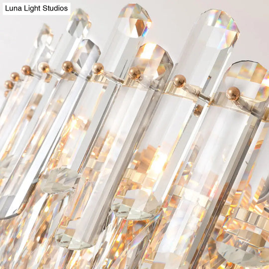Postmodern Brass Chandelier - Beveled Crystal Drum Pendant Light Kit (10 Heads)