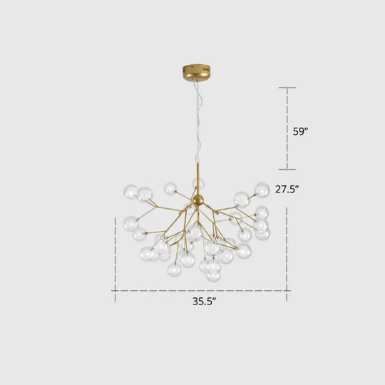 Postmodern Firefly Pendant Lamp With Double Glass Bubbles Ideal For Restaurants 45 / Gold