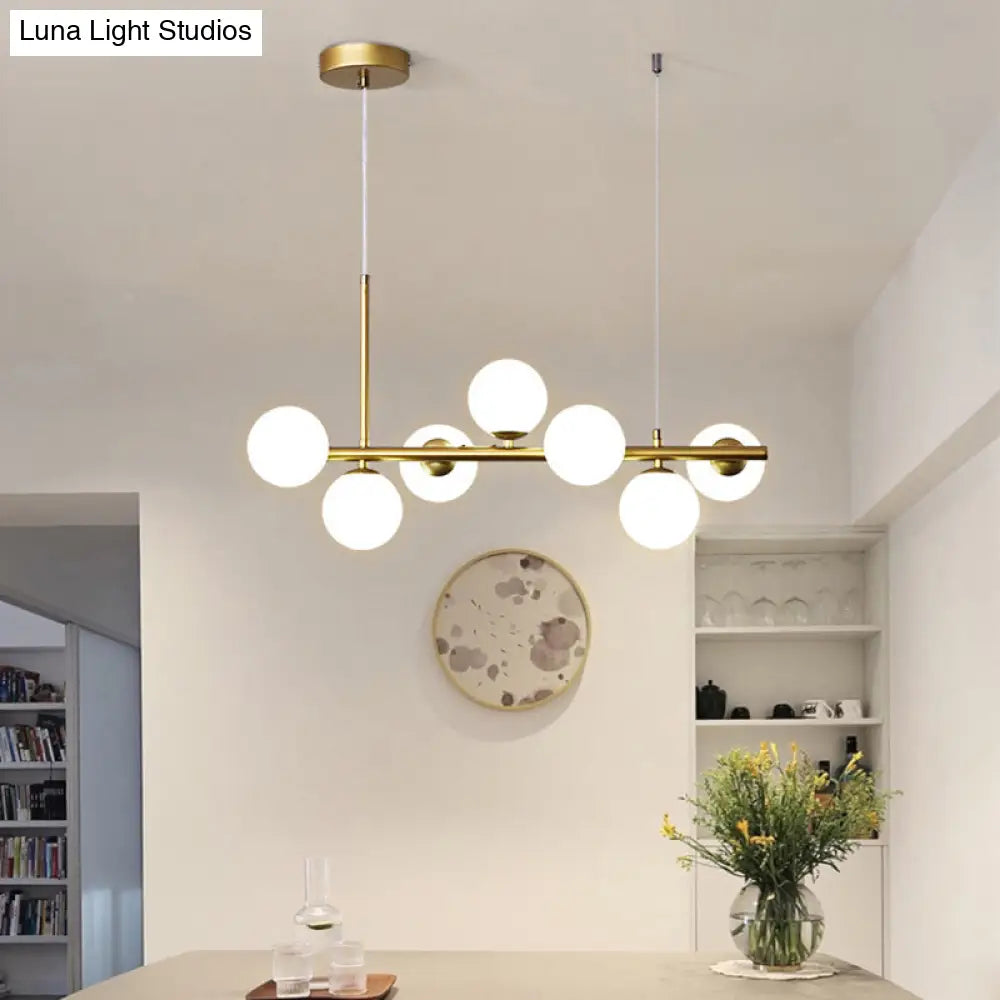 Postmodern Glass Ball Pendant Light For Kitchen - Multiple Colors & Gold/Black Finish 7/9/11 Lights