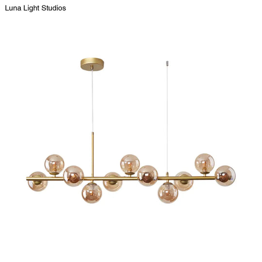 Postmodern Glass Ball Pendant Light For Kitchen - Multiple Colors & Gold/Black Finish 7/9/11 Lights