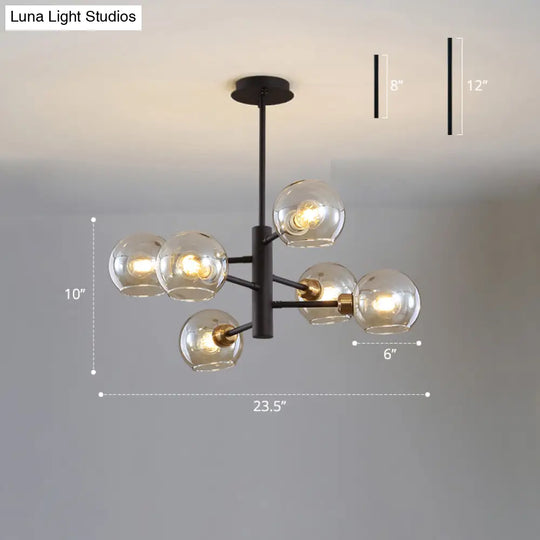 Modern Glass Dining Room Chandelier - Domed Hanging Lamp