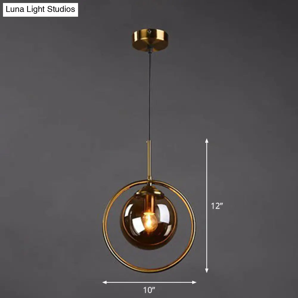 Postmodern Glass Pendant Light With Down Lighting - 1-Light Kitchen Hanging Fixture Amber